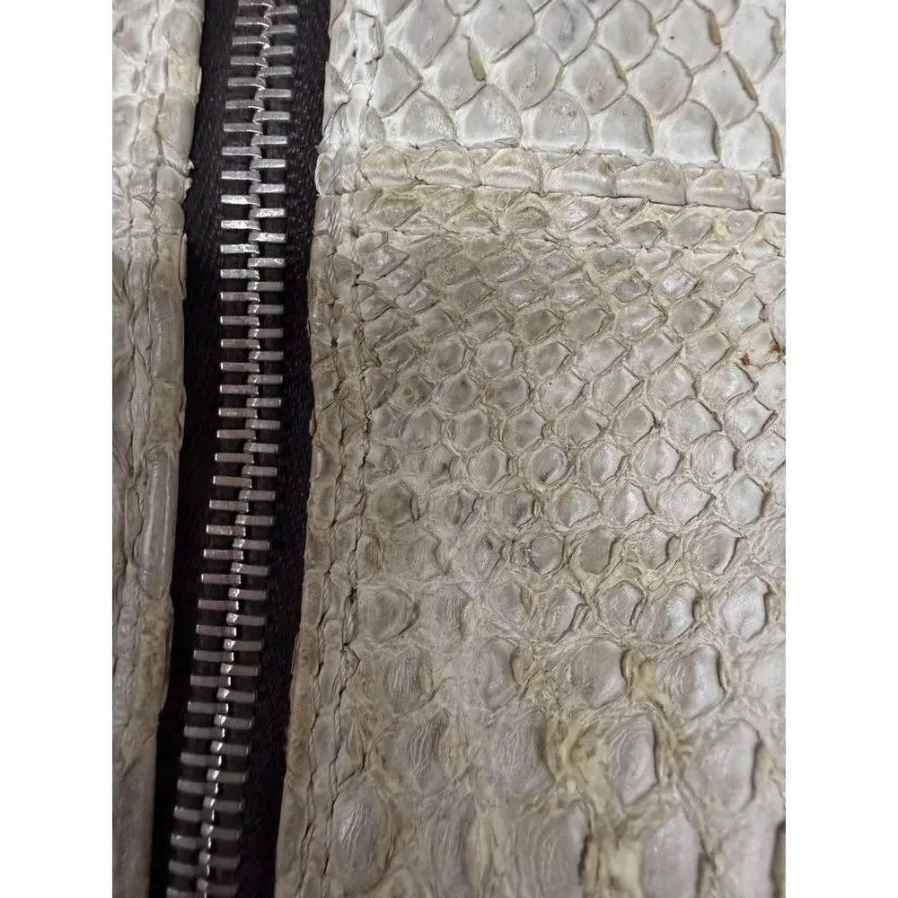 VTG Pauric Sweeney Italy Genuine Python Leather Ivory Satchel Purse Bag